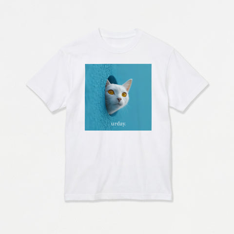 予約：urday【Animal／White Cat／LB】フォトTシャツ（1298002）ホワイト/urday（マミアン）