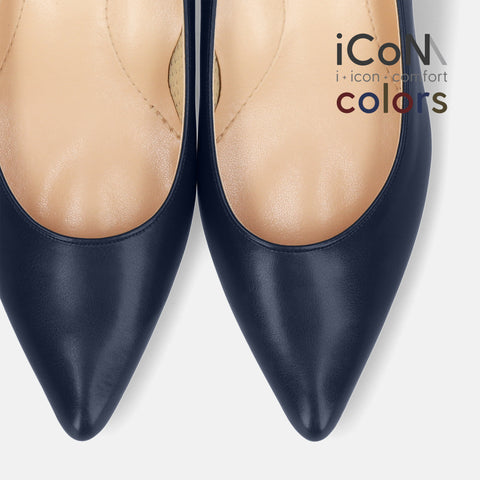 2024AW：iCoN COLORS：ポインテッドトゥ スムース パンプス（C57173）ネイビー/mamian（マミアン）