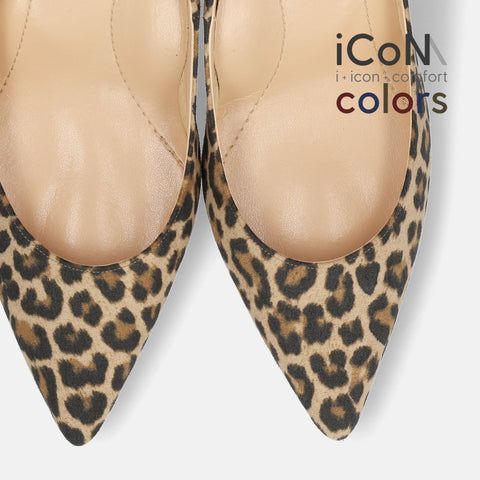 20%OFF：2025AW：iCoN COLORS：ポインテッドトゥ スエード パンプス（C76532）レオパードS/mamian（マミアン）