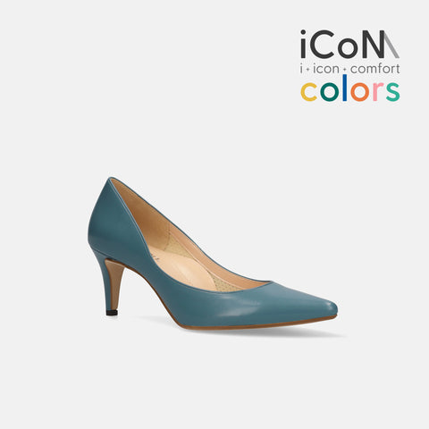 30%OFF：iCoN COLORS：ポインテッドトゥ スムース パンプス（C76533）アッシュブルー/mamian（マミアン）