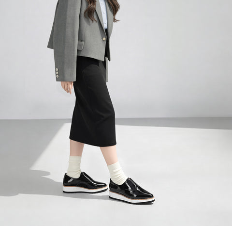 予約：2026SS：厚底ドレスシューズ（4774）ブラックE