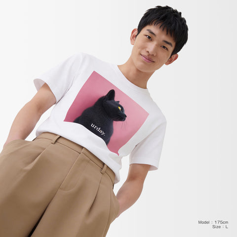 予約：urday【Animal／Black Cat／P】フォトTシャツ（9335582）ホワイト/urday（マミアン）