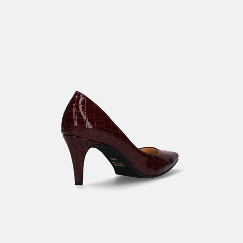 15% OFF: iCoN COLORS: Pointed toe crocodile pumps (C76534) Bordeaux CR