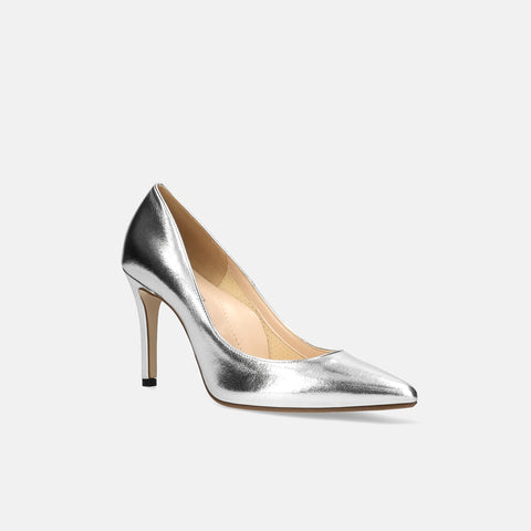 10% OFF: 2024SS: iCoN COLORS: Pointed Toe Smooth Pumps (C9043) Silver