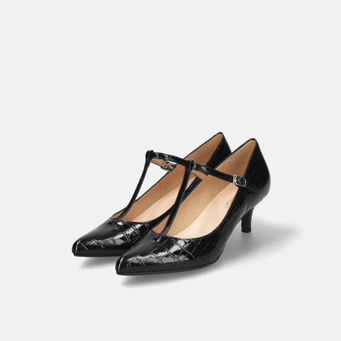 2025AW：Tストラップ パンプス 5cmヒール（m55201）ブラックCR/mamian（マミアン）