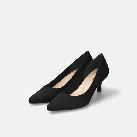 2025AW：ポインテッドトゥ スエードパンプス（m55225）ブラックS/mamian（マミアン）