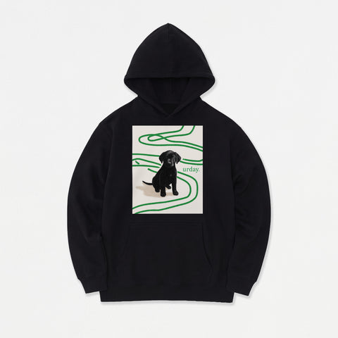 予約：urday【dog】アートワークスウェットプルパーカ（u-a-spk-0001-08）ブラック