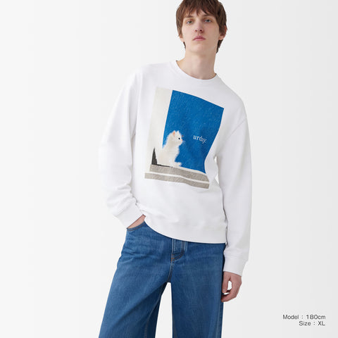 予約：urday【cat】アートワークスウェットシャツ（u-a-sw-0001-03）ホワイト/urday（マミアン）